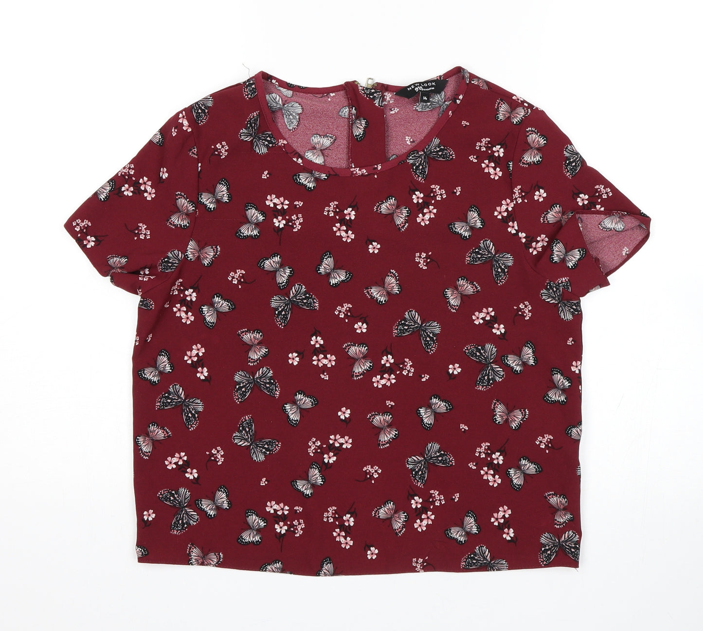 New Look Girls Red Floral  Basic Blouse Size 14 Years