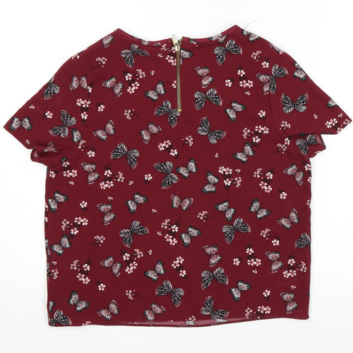New Look Girls Red Floral  Basic Blouse Size 14 Years