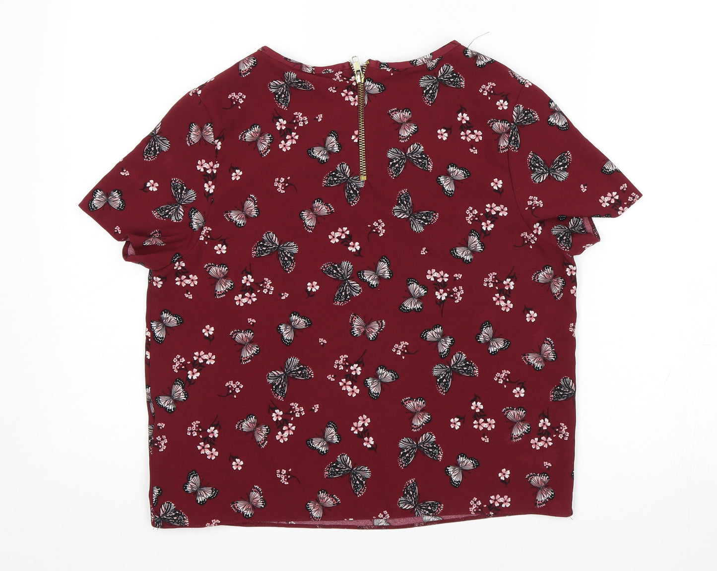 New Look Girls Red Floral  Basic Blouse Size 14 Years