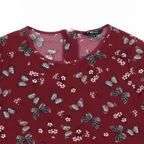 New Look Girls Red Floral  Basic Blouse Size 14 Years