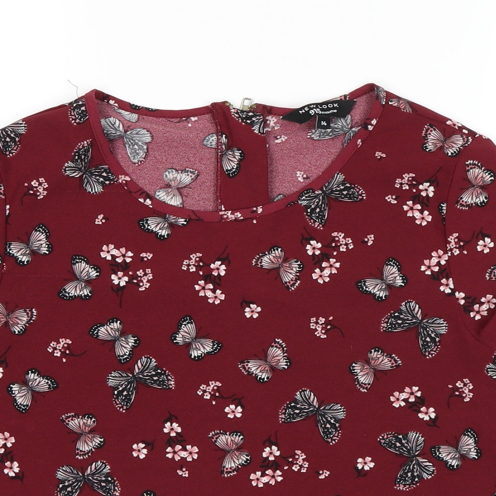 New Look Girls Red Floral  Basic Blouse Size 14 Years