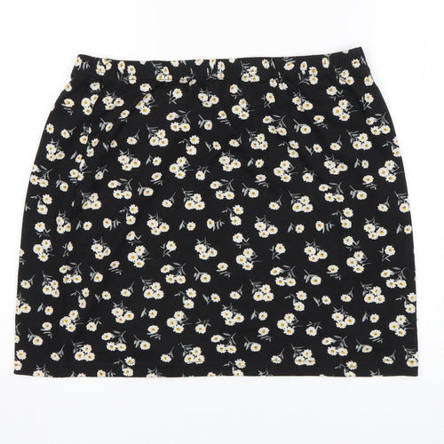 SheIn Womens Black Floral  Mini Skirt Size L