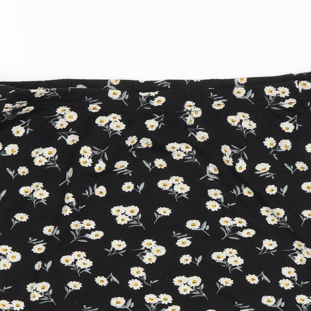 SheIn Womens Black Floral  Mini Skirt Size L