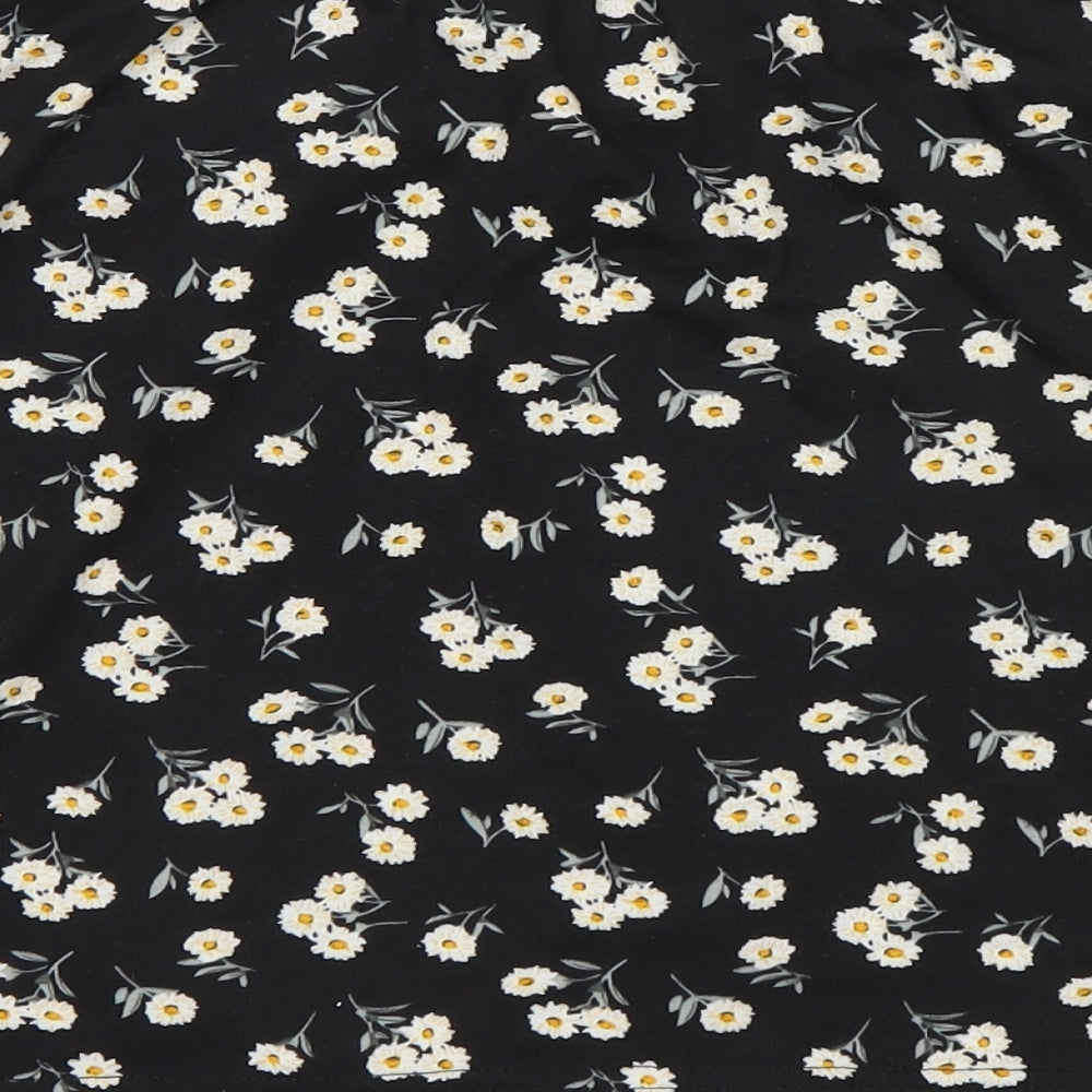 SheIn Womens Black Floral  Mini Skirt Size L