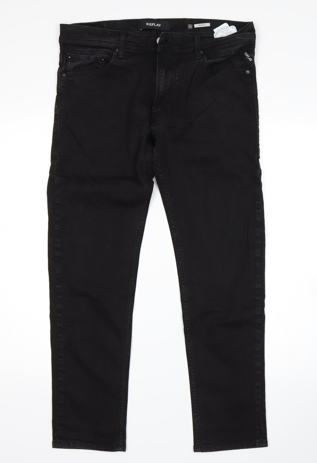 Replay Mens Black   Straight Jeans Size 34 L30 in