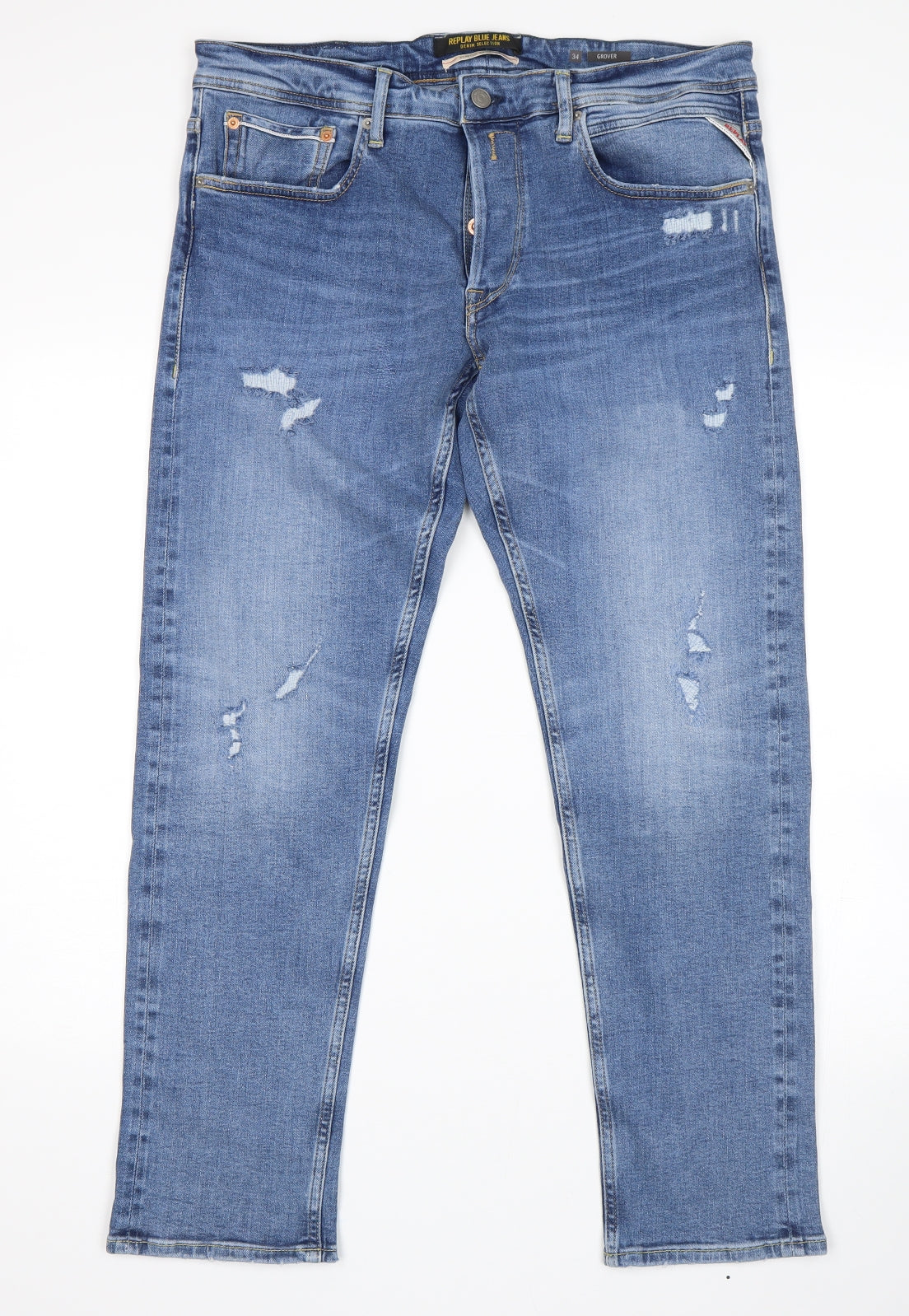 Replay Mens Blue   Straight Jeans Size 34 L30 in