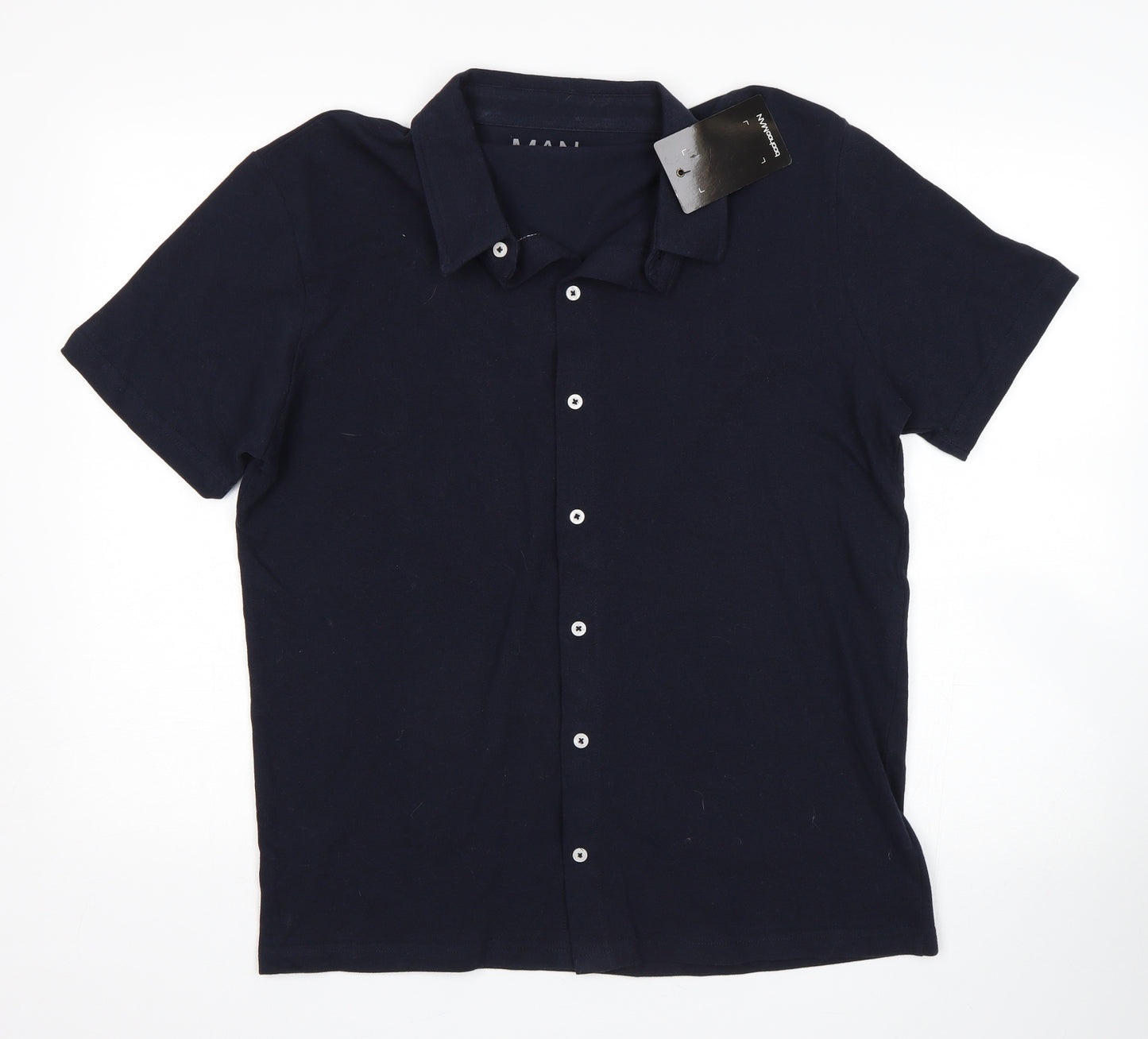 BoohooMAN Mens Blue    Button-Up Size L