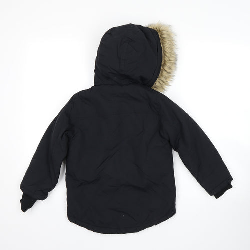 M&S Boys Black   Parka Coat Size 4-5 Years