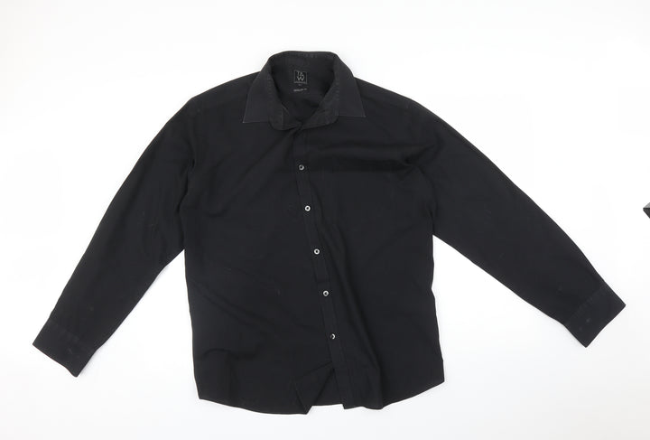 T&W Mens Black Button-Up Size 17