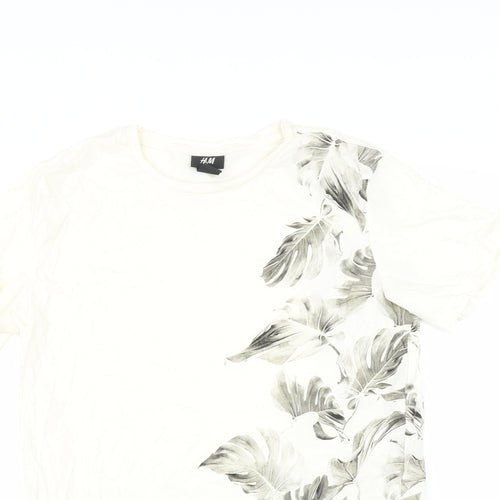 H&M Womens Ivory   Basic Polo Size S  - Leaf print