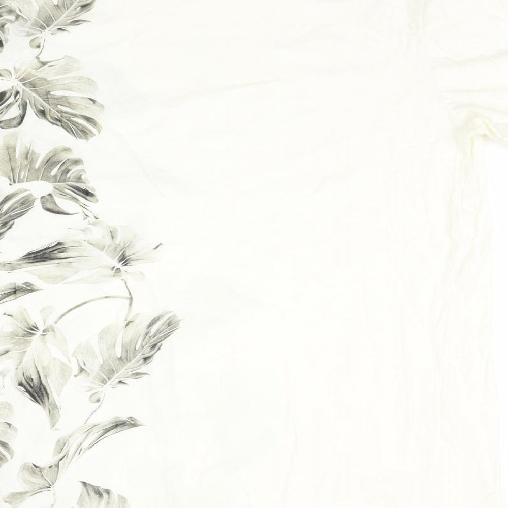 H&M Womens Ivory   Basic Polo Size S  - Leaf print