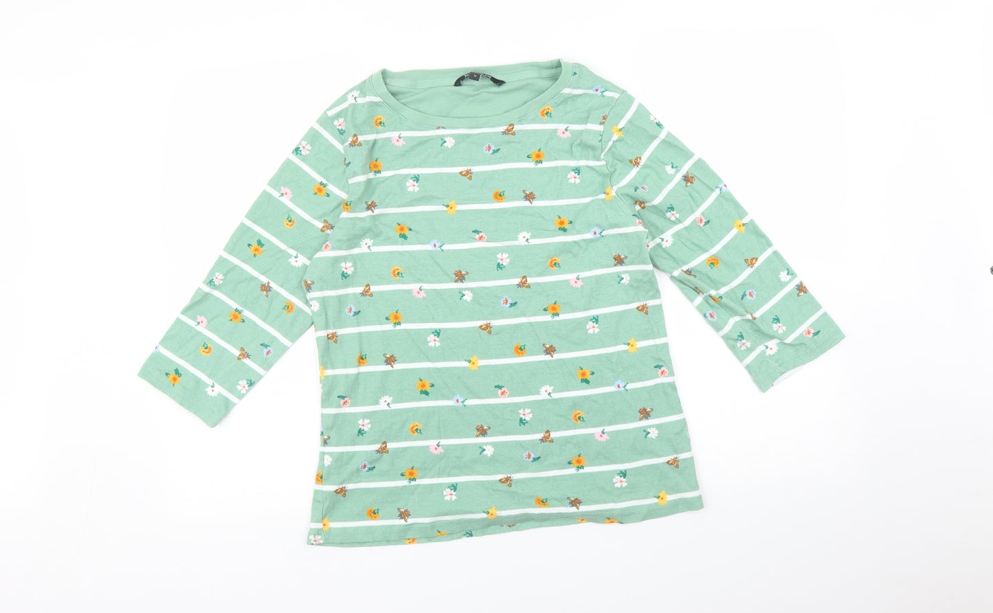 Bonmarche Womens Green Striped  Basic T-Shirt Size 16