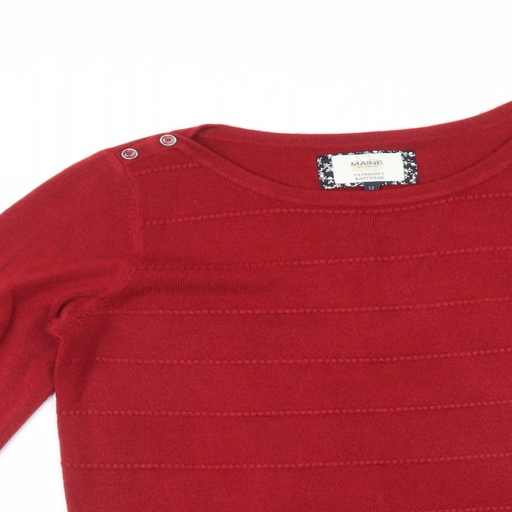 Maine Womens Red   Pullover Jumper Size 12