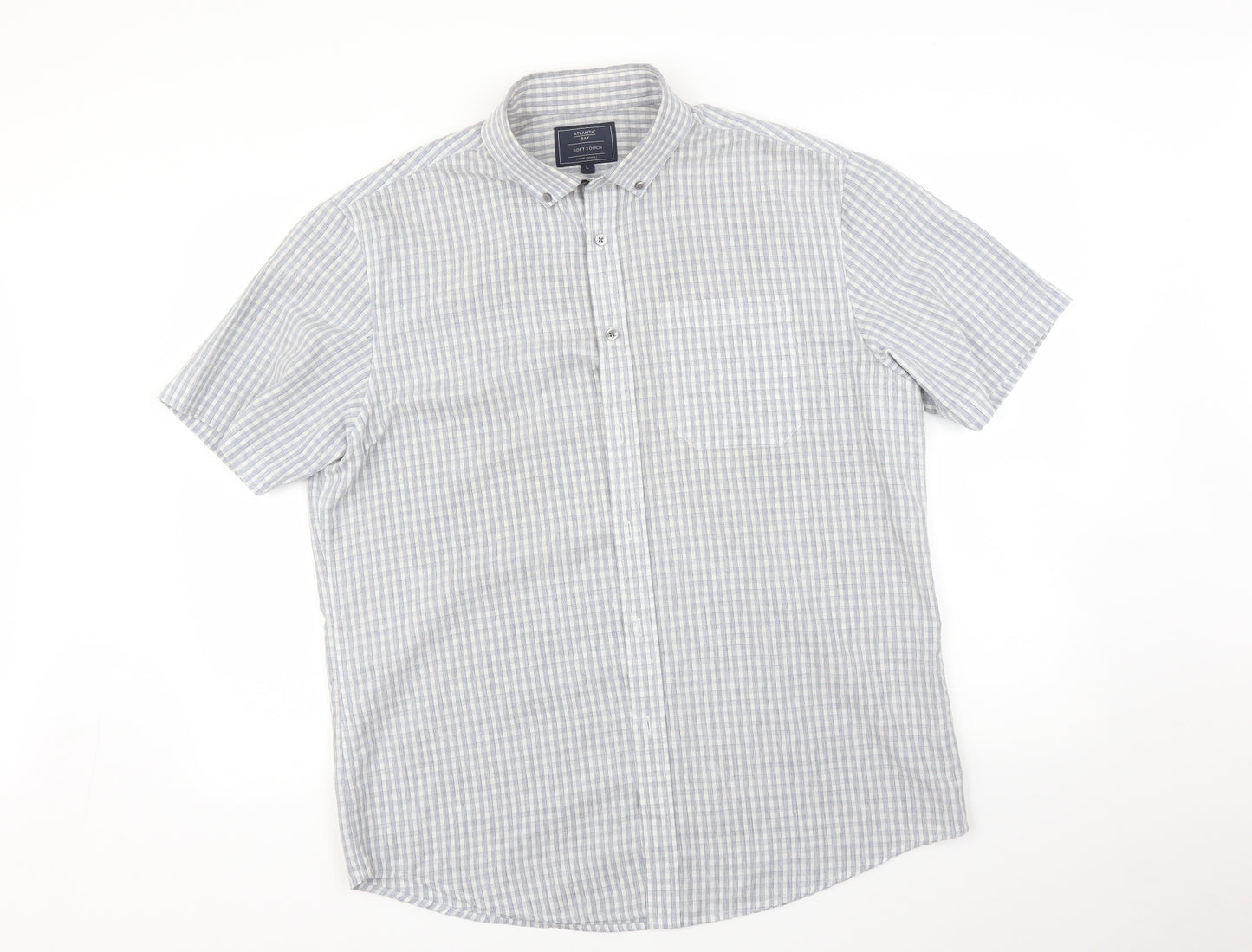 BHS Mens Blue Check   Button-Up Size L
