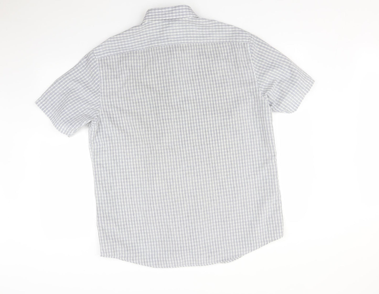 BHS Mens Blue Check   Button-Up Size L