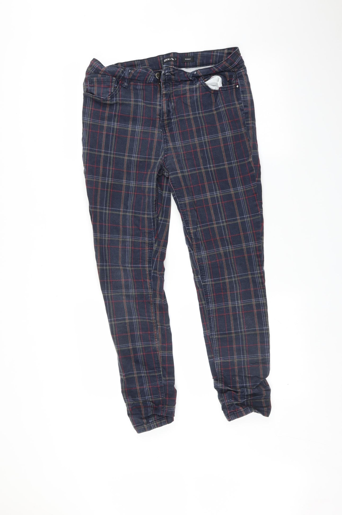 TU Womens Multicoloured Check  Skinny Jeans Size 14 L28 in