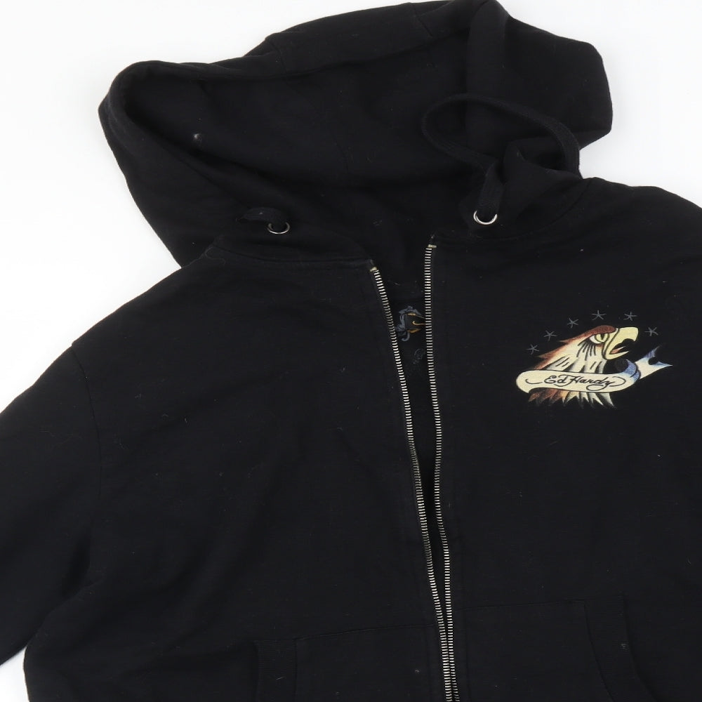 Ed Hardy Womens Black   Full Zip Hoodie Size M