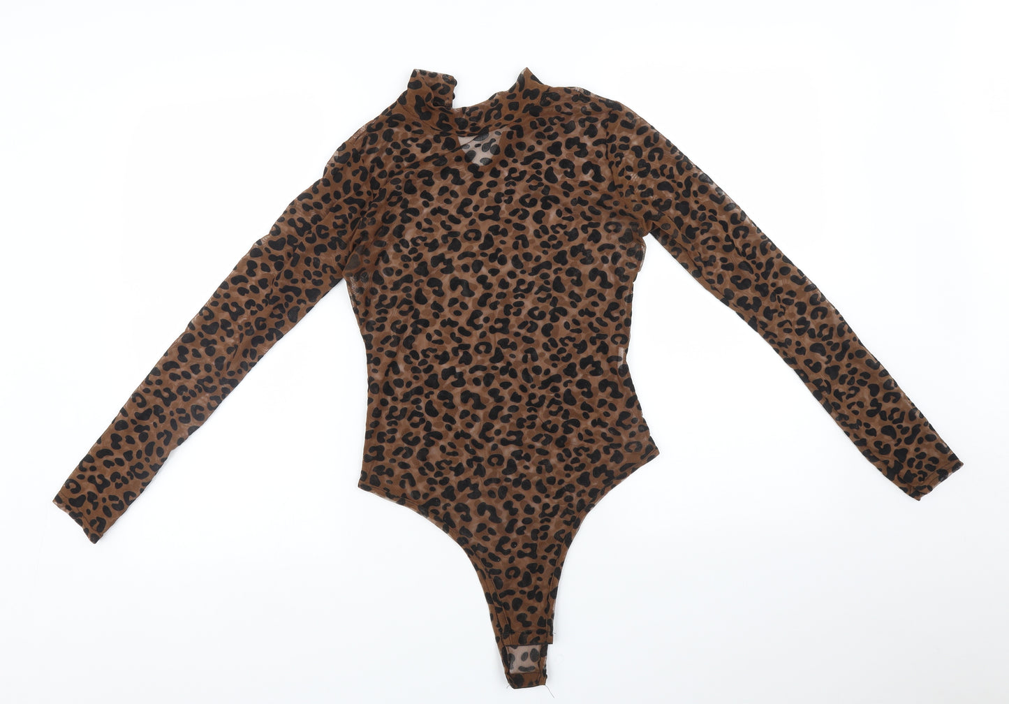 Pink Vanilla Womens Brown Animal Print  Basic T-Shirt Size 12  - Bodysuit