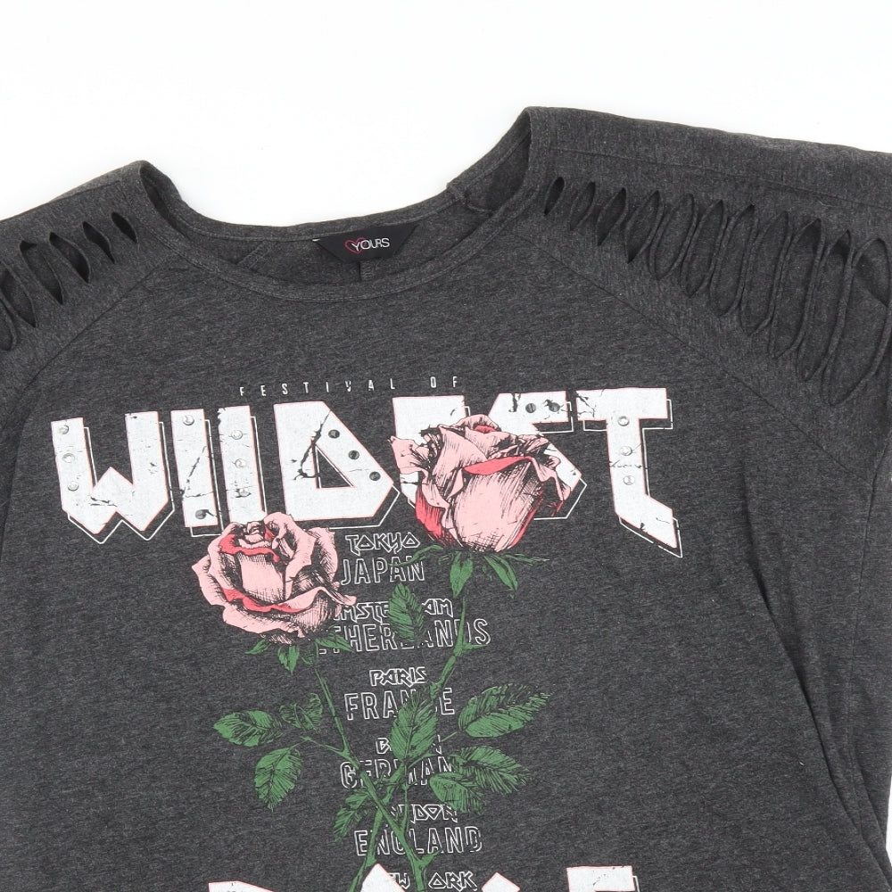 Yours Womens Grey   Basic T-Shirt Size 16