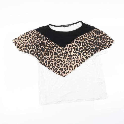 Boohoo Womens Multicoloured Animal Print  Basic T-Shirt Size 10