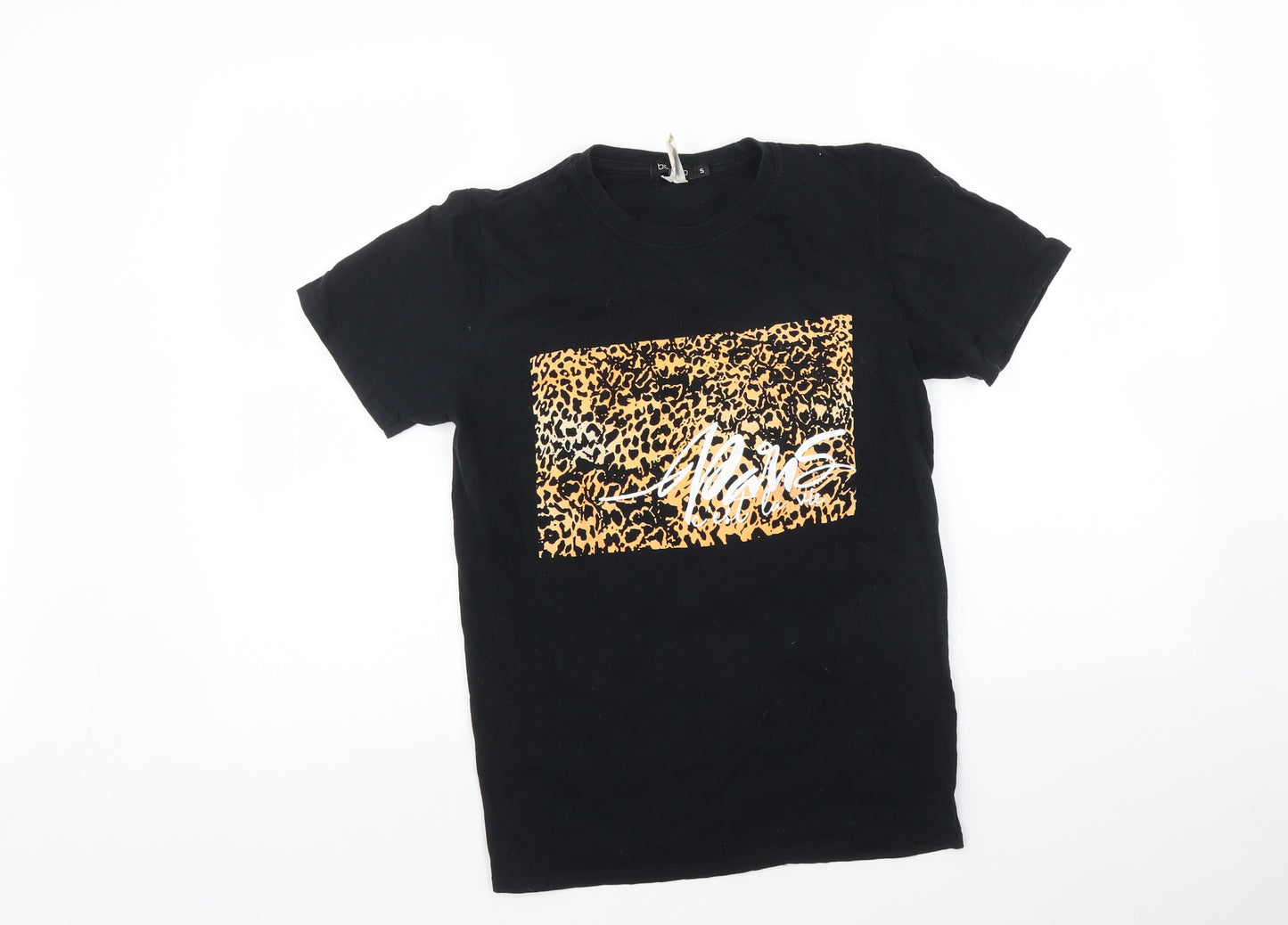 Boohoo Womens Black Animal Print  Basic T-Shirt Size S