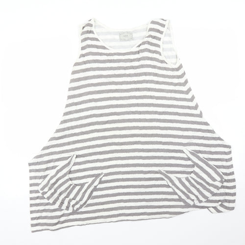 Soft B Womens Grey Striped  Basic T-Shirt Size L