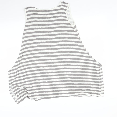 Soft B Womens Grey Striped  Basic T-Shirt Size L