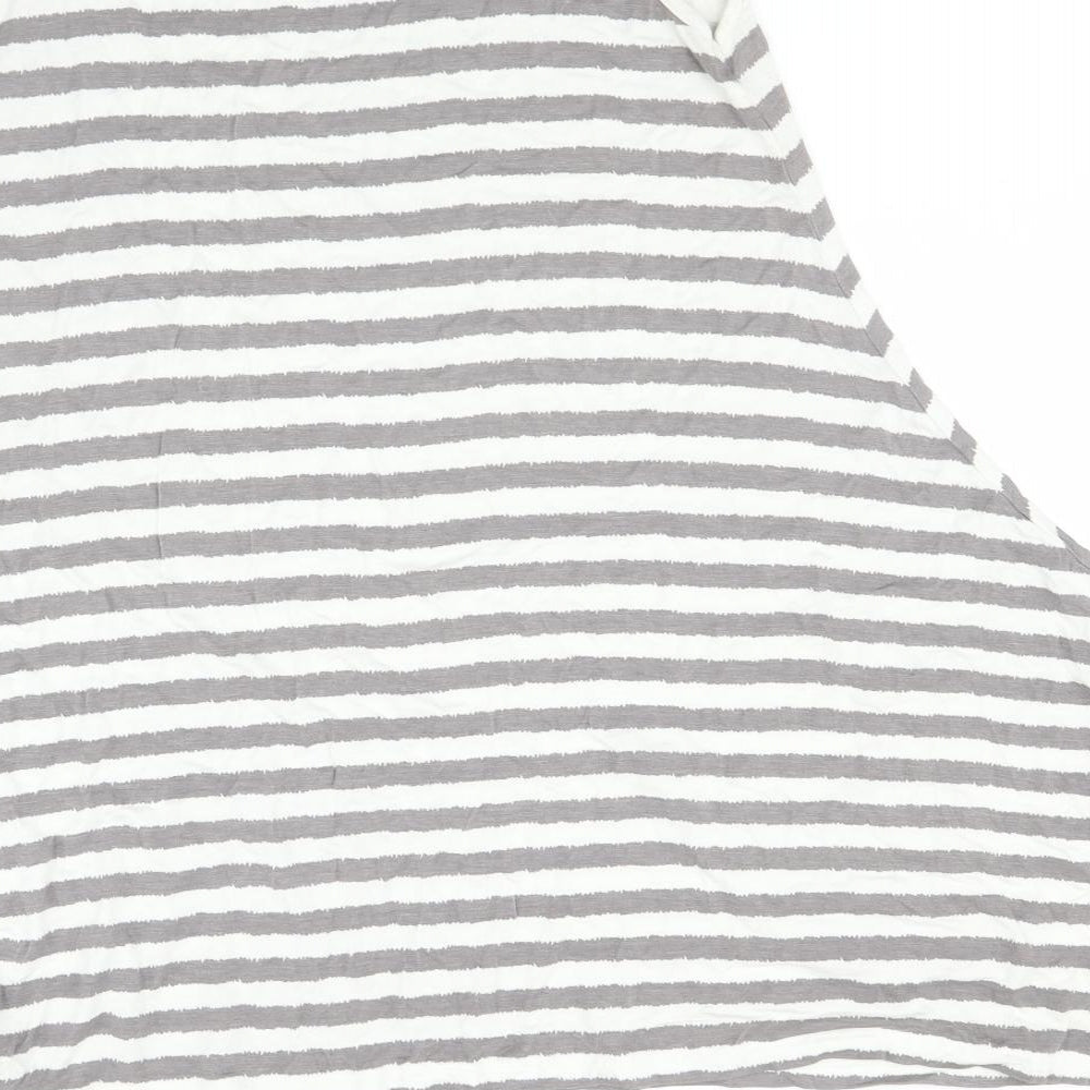 Soft B Womens Grey Striped  Basic T-Shirt Size L