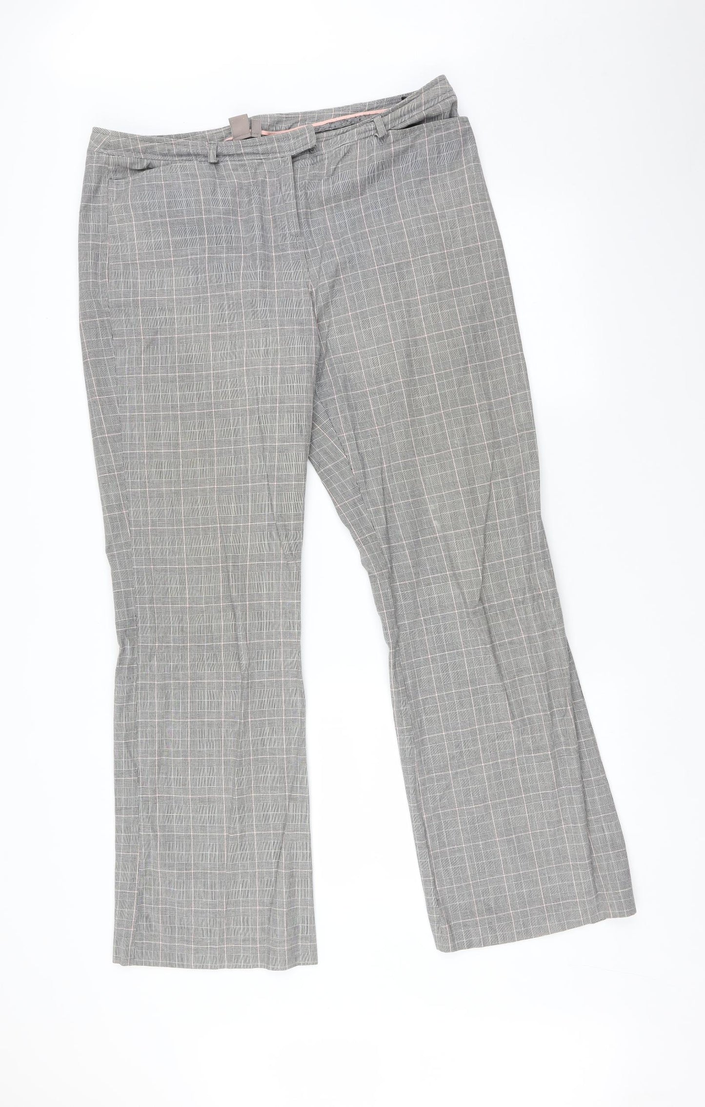 TU Womens Grey Check  Trousers  Size 16 L30 in