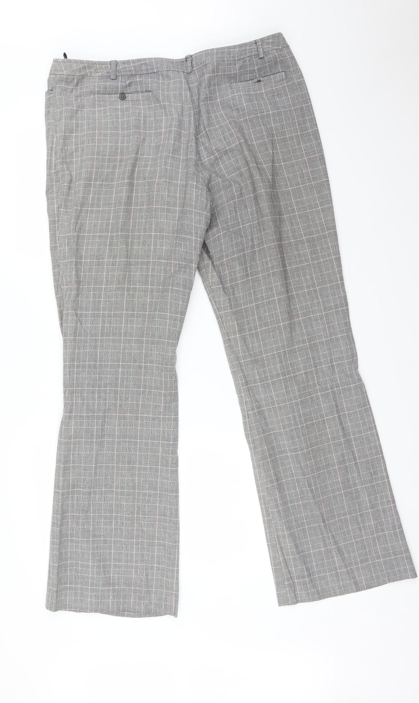 TU Womens Grey Check  Trousers  Size 16 L30 in