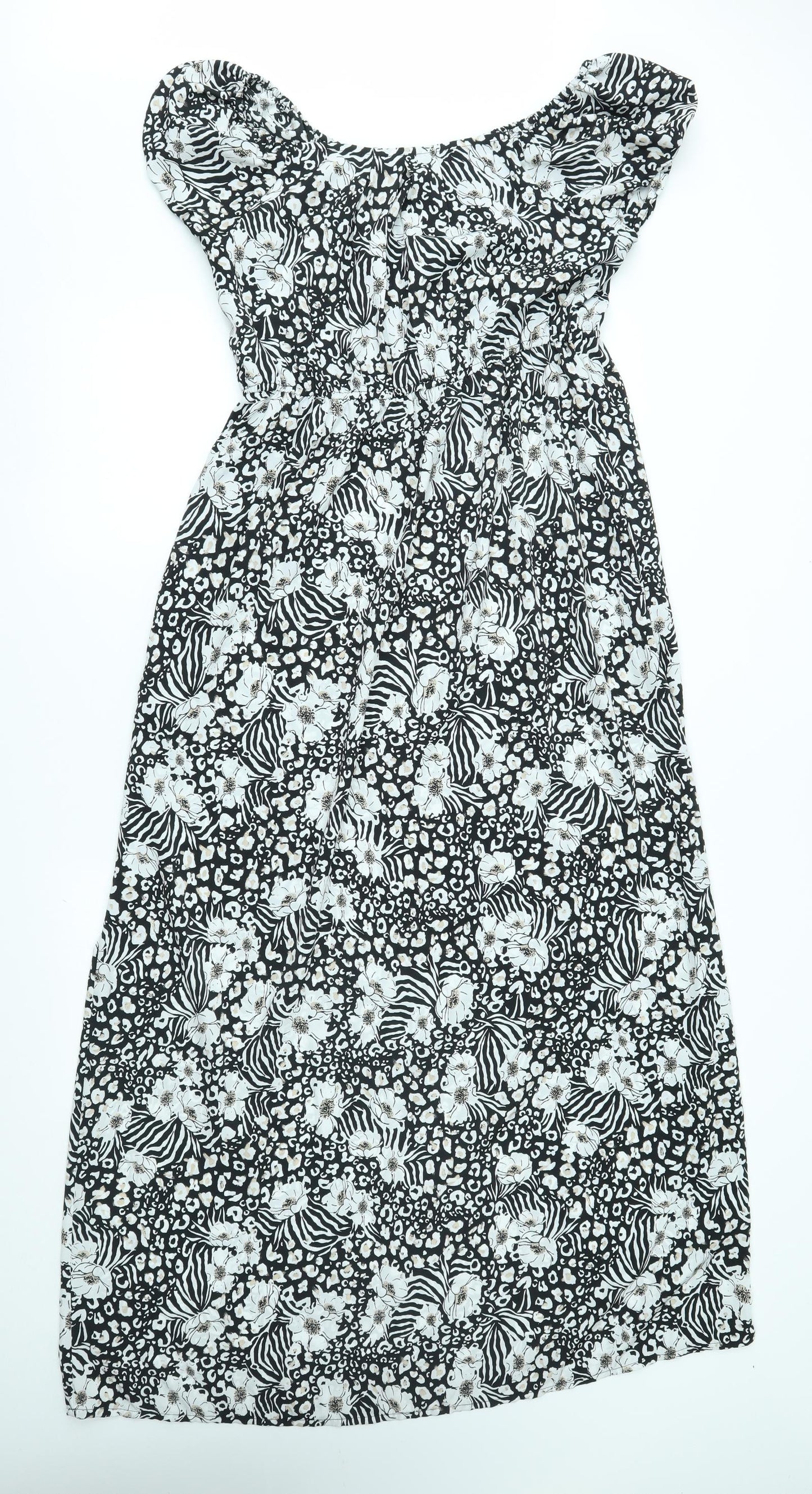 M&Co Womens Grey Floral  A-Line  Size 14