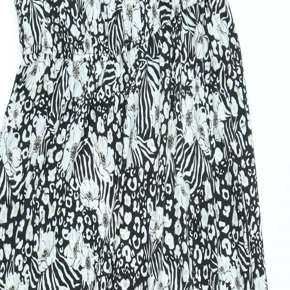 M&Co Womens Grey Floral  A-Line  Size 14