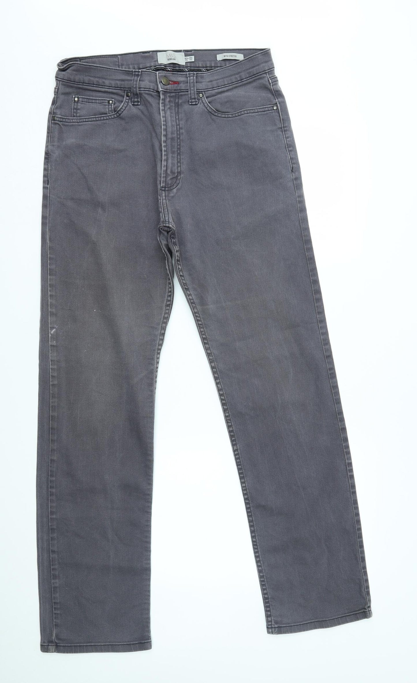 M&S Mens Grey   Straight Jeans Size 32 L33 in