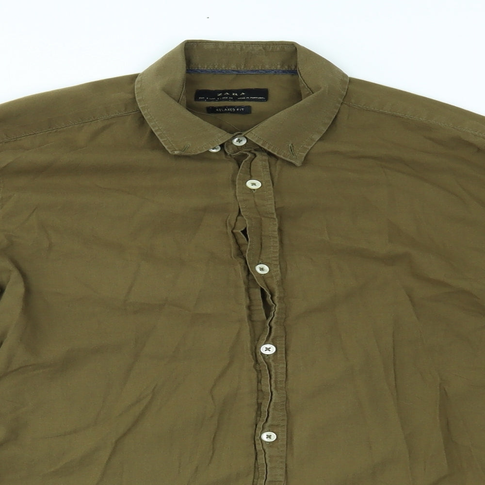 Zara Womens Green   Basic Button-Up Size S