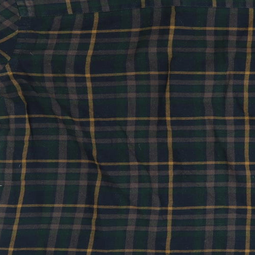 TU Mens Green Plaid   Button-Up Size M