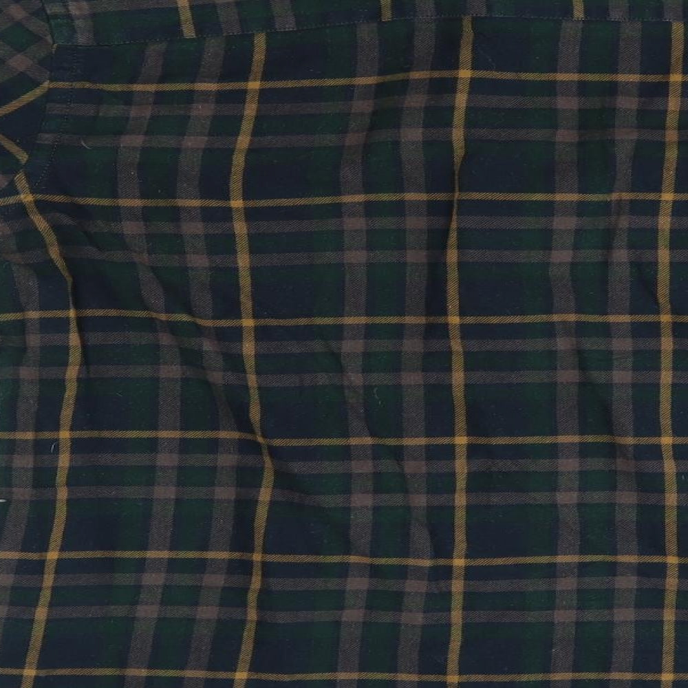 TU Mens Green Plaid   Button-Up Size M