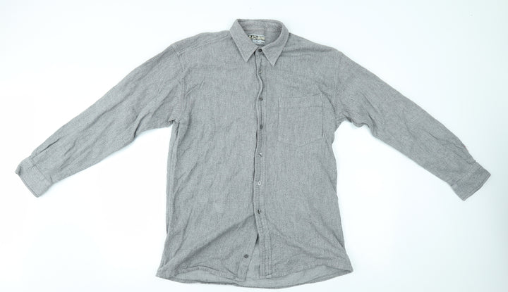 black & brown Mens Grey Button-Up Size M