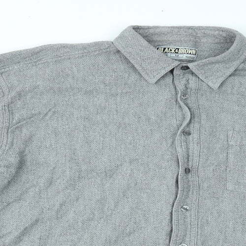 black & brown Mens Grey    Button-Up Size M