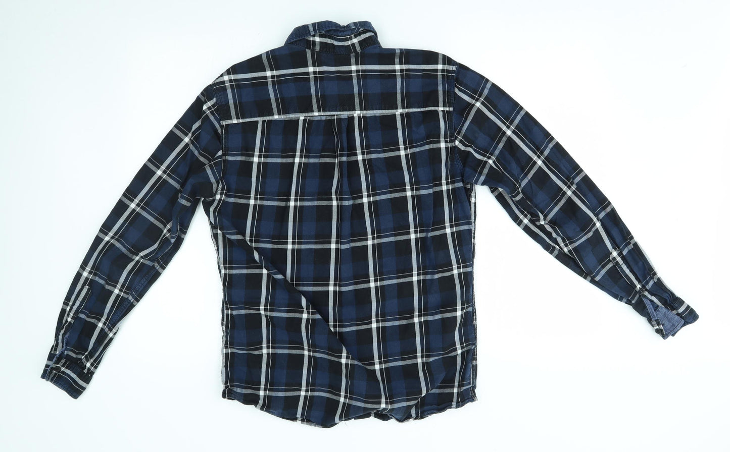 JACK & JONES Mens Blue Plaid   Button-Up Size M