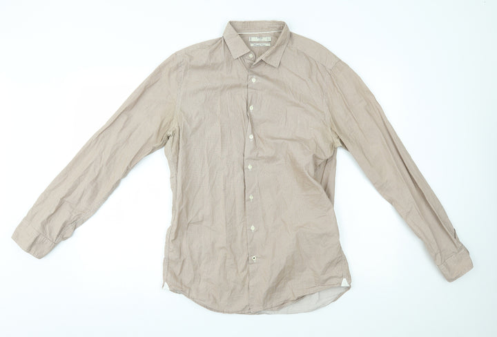 MNG Mens Beige Check   Button-Up Size M