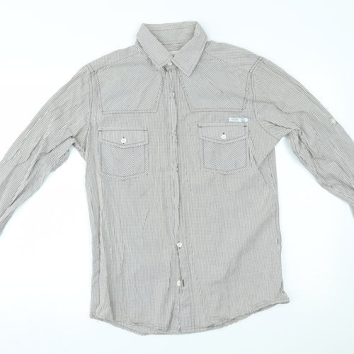 Crafted Mens White Check   Dress Shirt Size S