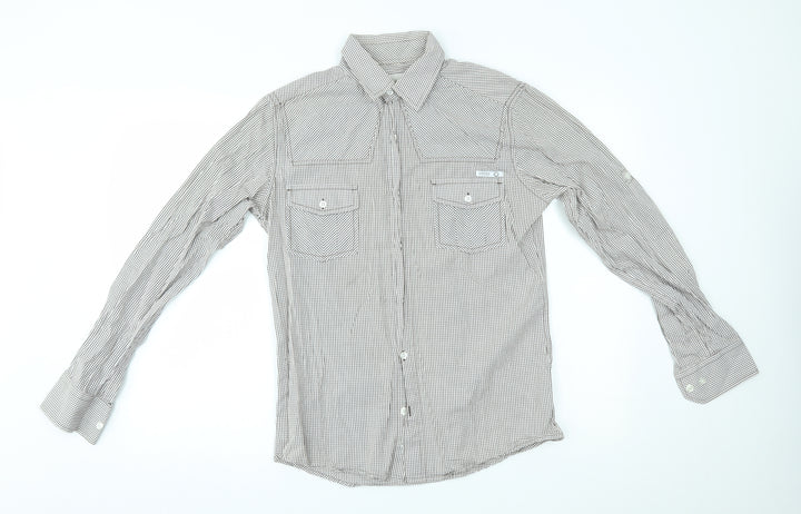 Crafted Mens White Check   Dress Shirt Size S