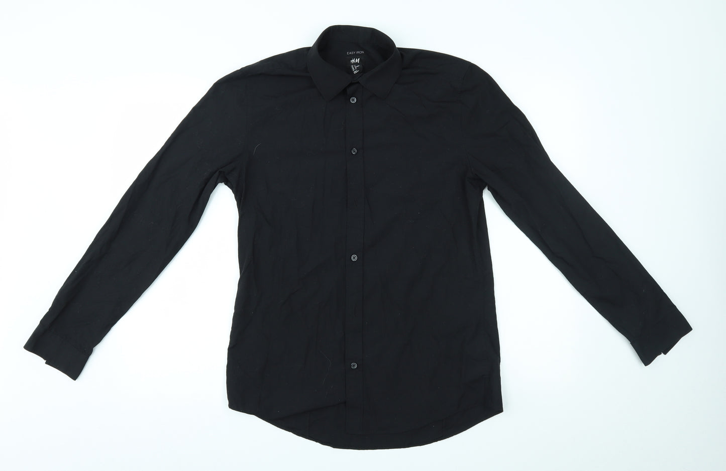 H&M Mens Black    Dress Shirt Size M  - easy iron