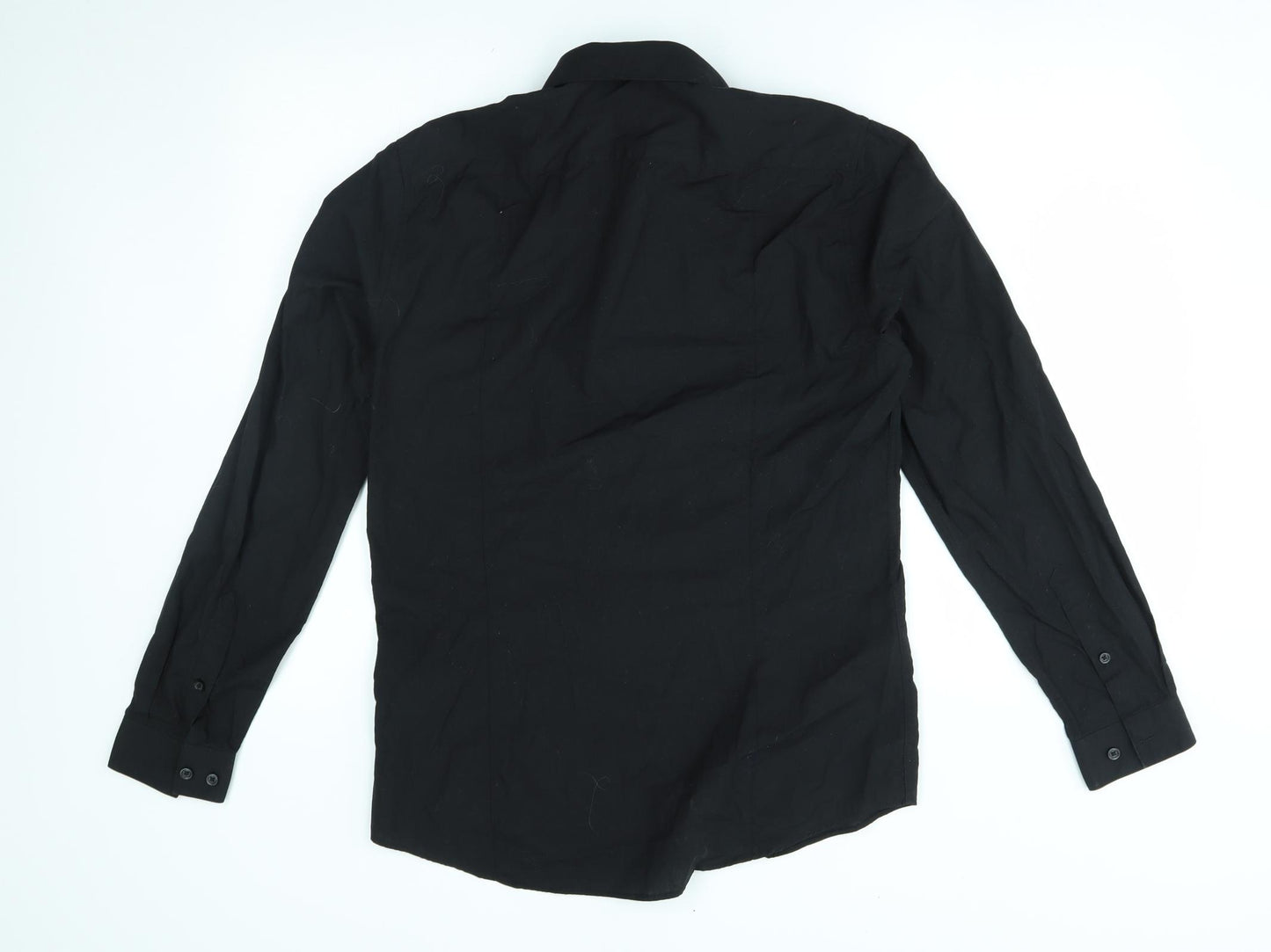 H&M Mens Black    Dress Shirt Size M  - easy iron
