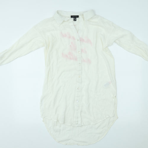 New Look Womens White   Basic Button-Up Size M  - pink wine in the sunshine