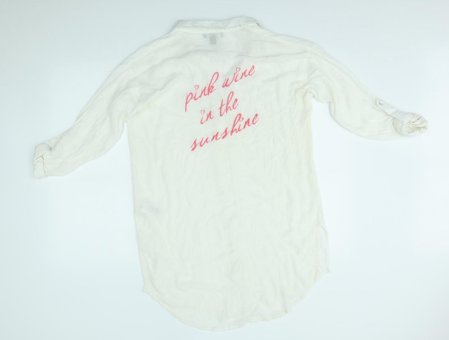 New Look Womens White   Basic Button-Up Size M  - pink wine in the sunshine