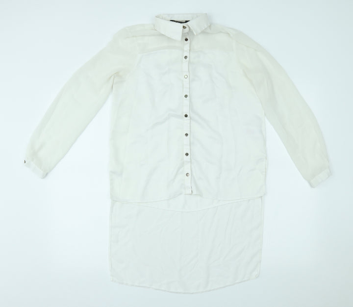 Lipsy london Womens White Basic Button-Up Size 10