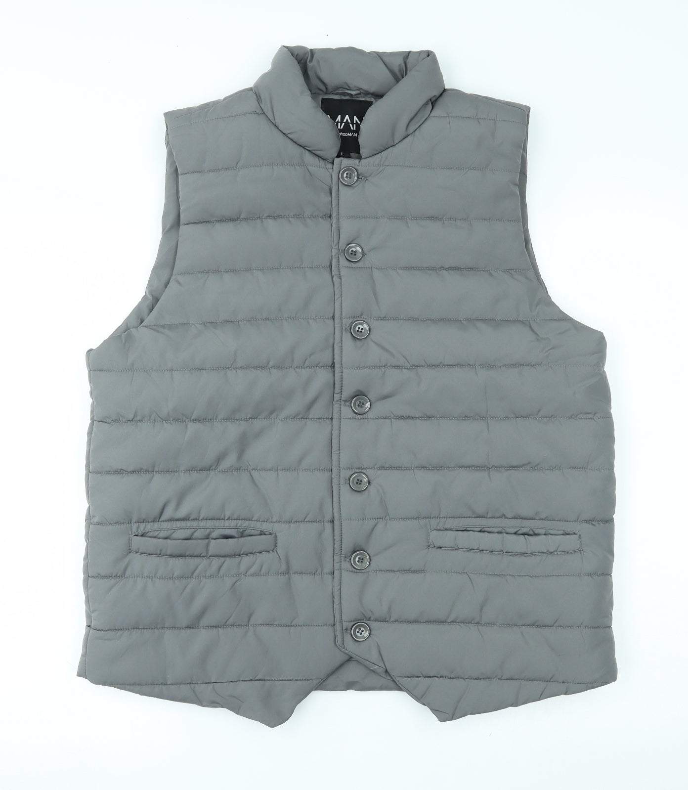 boohooman Mens Grey   Gilet Coat Size L