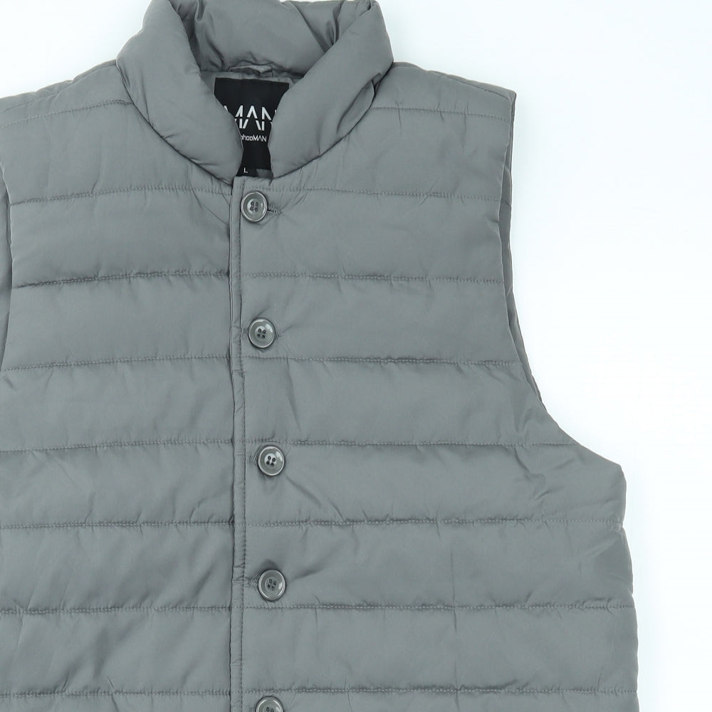 boohooman Mens Grey   Gilet Coat Size L