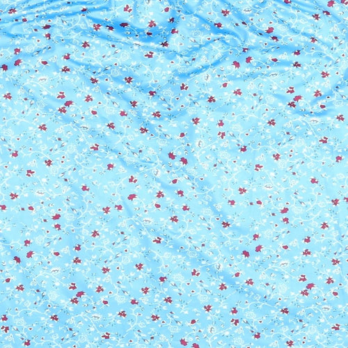 Preworn Womens Blue Floral  Basic Blouse Size XL